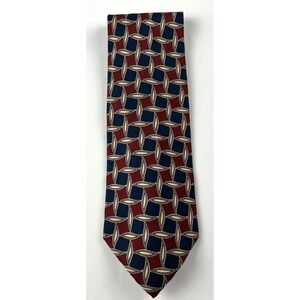 Gitman Bros Saks Silk Tie Burgundy Navy Geometric XLT Extra Long Wide USA